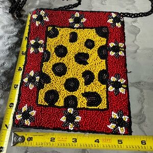 Beaded Floral and Polka Dot Bag. Braided beaded crossbody.